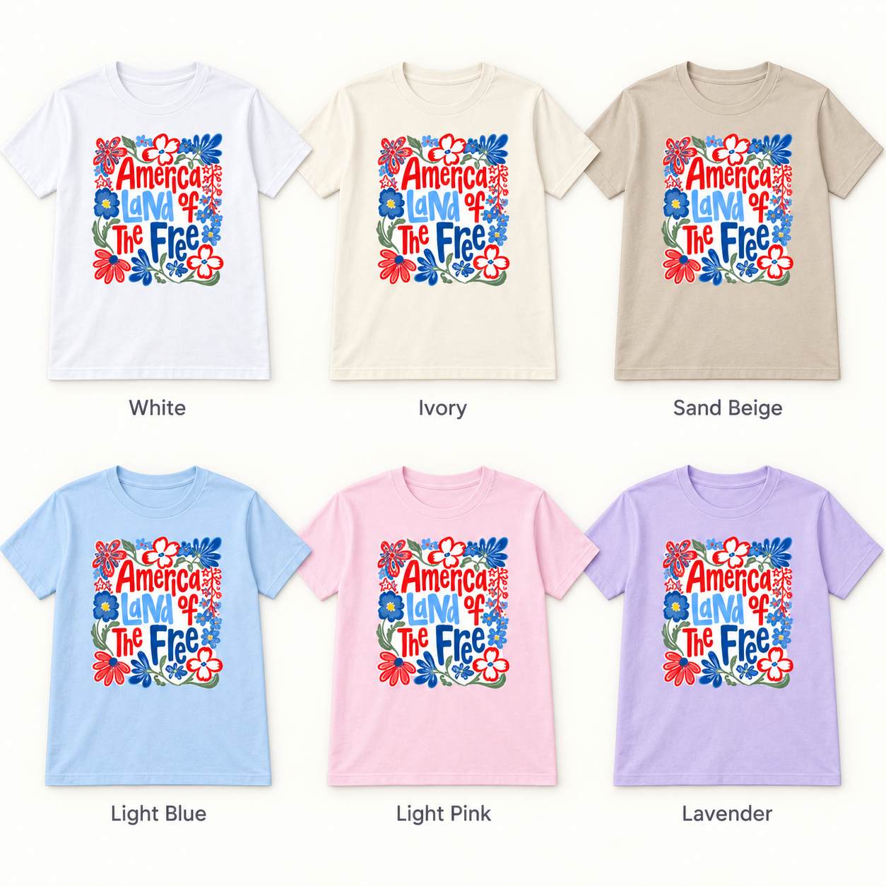 America Land of the Free Floral Shirt — shirt colors