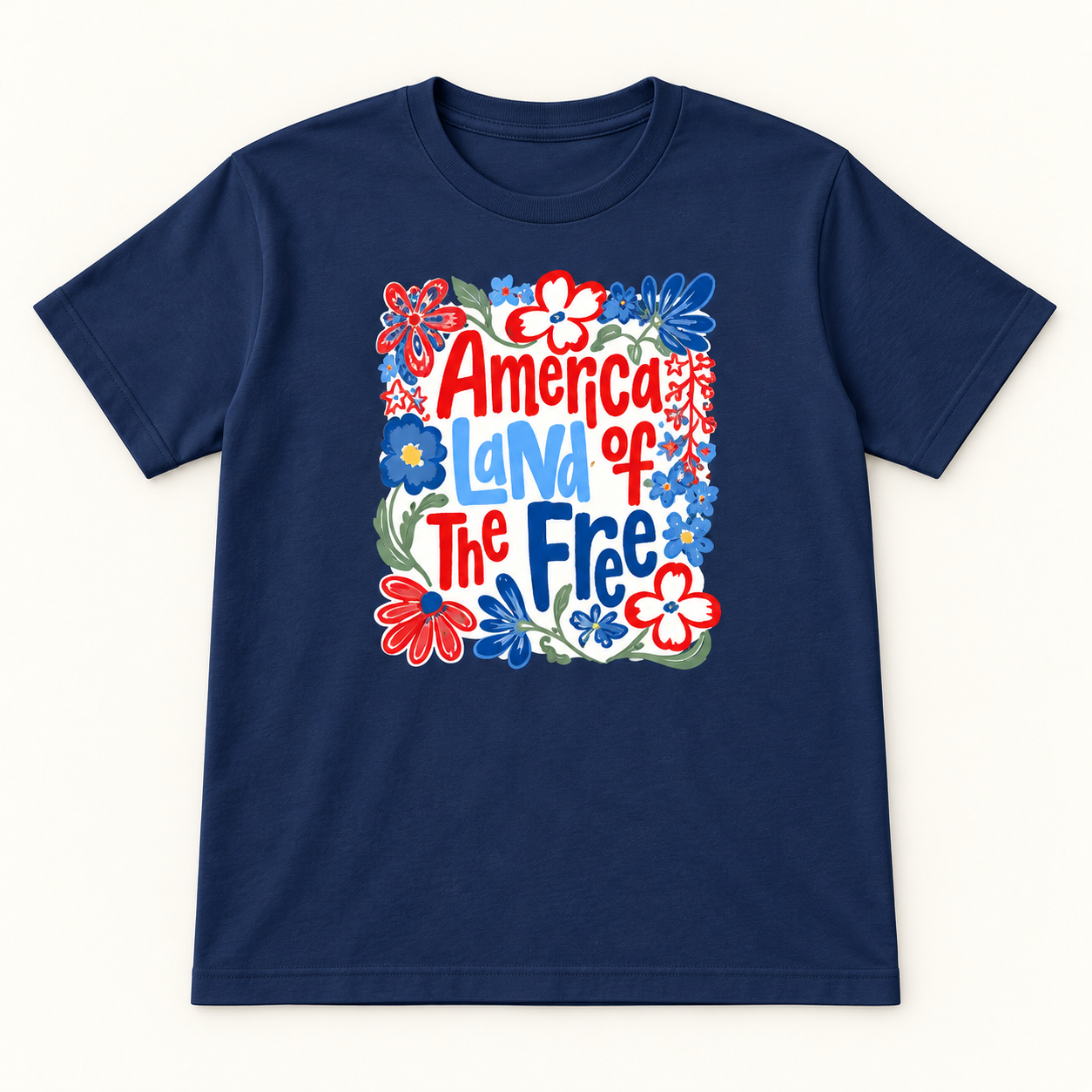 America Land of the Free Floral Shirt — single shirt